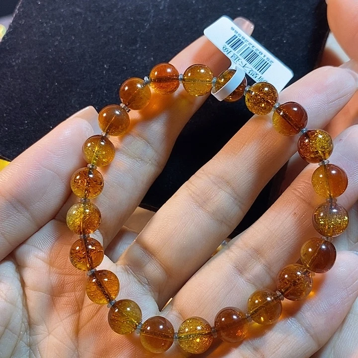 蓝珀未镶嵌珠宝奇石墨西哥红蓝金沙手串8