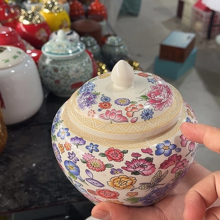 摆件陶瓷茶叶罐家用摆件密封罐