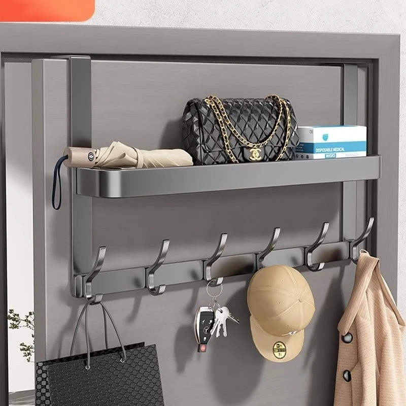 门后置物架门后挂衣架不伤门双层门挂架免打孔收纳架卧室门后挂钩