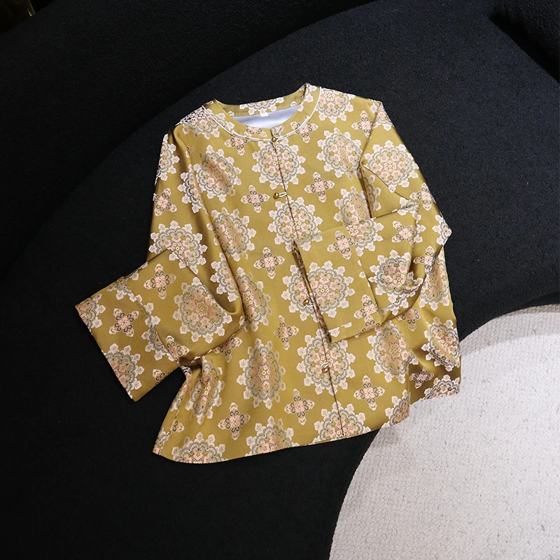 【宝仙花】良辰媄锦桑蚕丝宋锦新中式国风对襟外套衣长约60CM