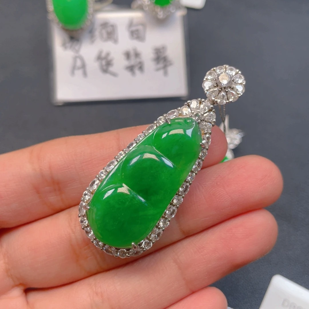 翡翠银S925镶嵌吊坠(不含链)