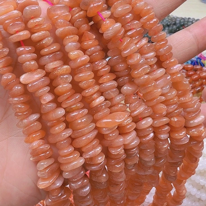 水晶珠宝半成品未镶嵌金太阳中心孔碎石一条