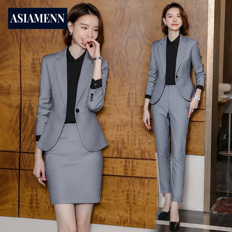 灰色气质女神范高端时尚套装2025年秋冬新款职面试通勤正装高级感