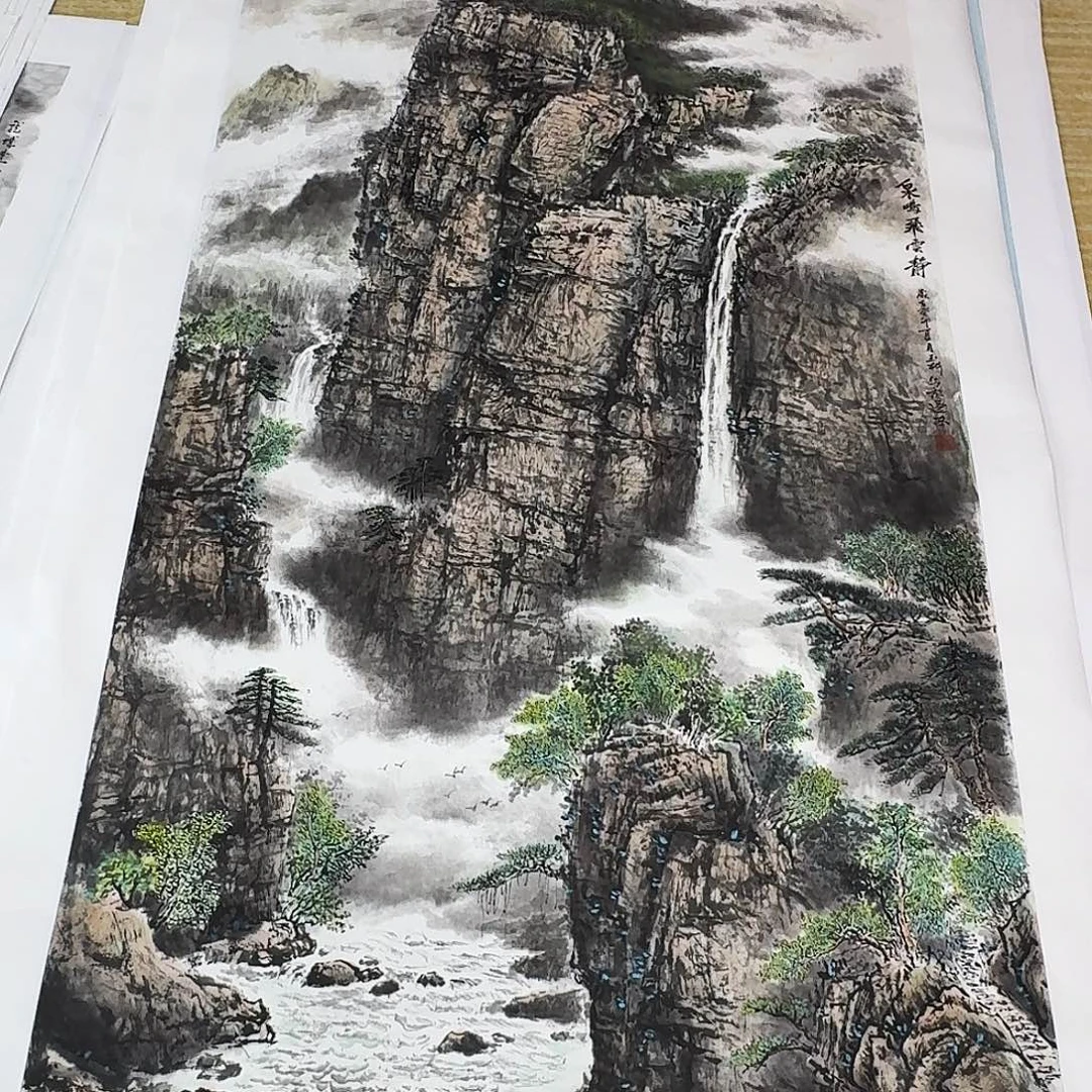 左***右国画大四尺山水一张