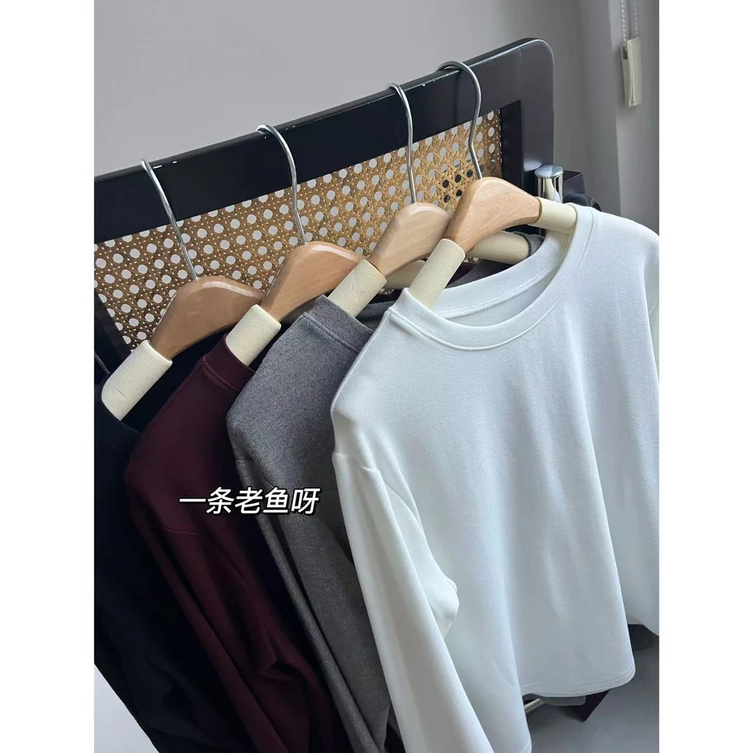 M 春季新款长袖打底衫女 韩版百搭T恤