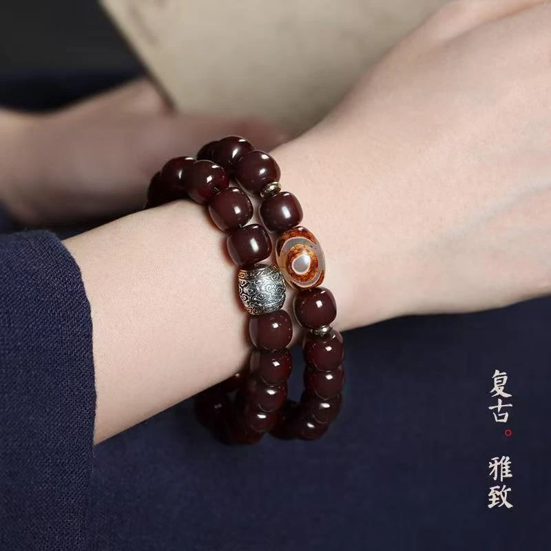 【过香】菩提手串溏心老料风化双圈大气文玩车挂手串直播菩提根手串