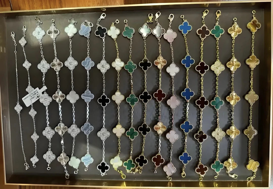 【重金版】18K金 高定对版轻奢四叶草白色手链 L