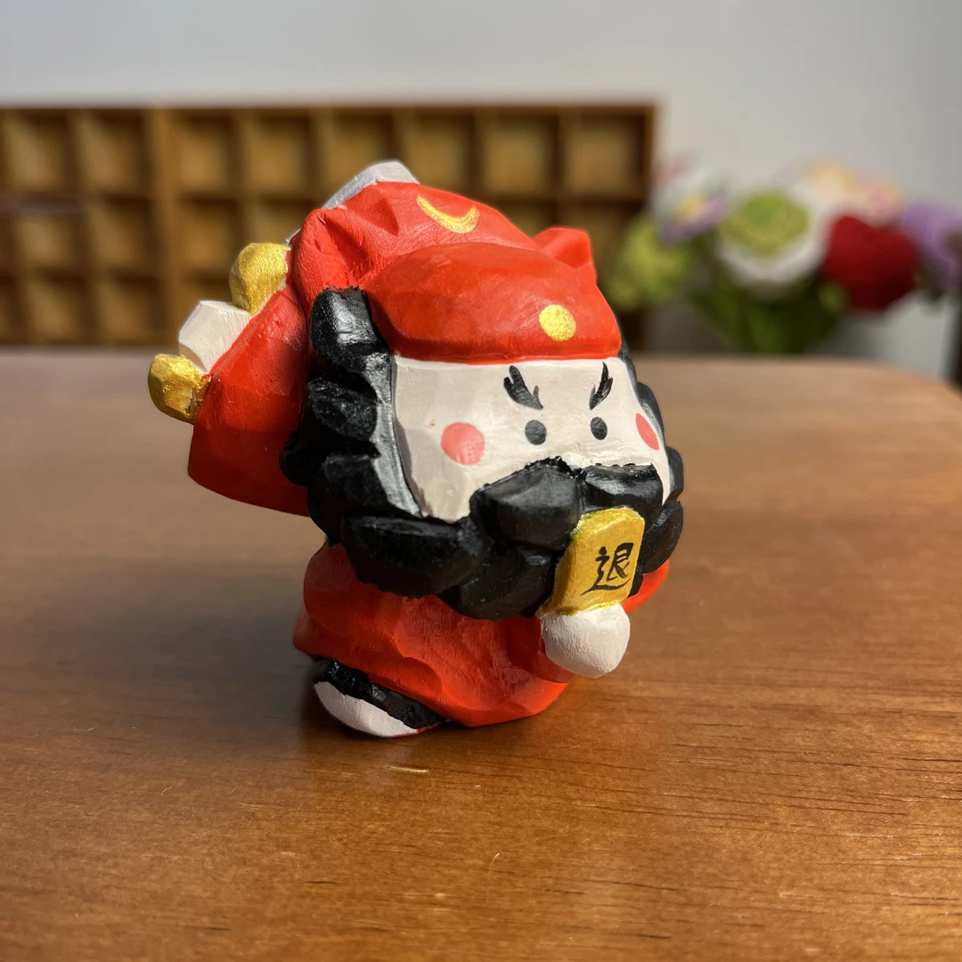 手工木雕钟馗小摆件“妖魔邪祟，小人退！退！退！”桌面摆件装饰摆件