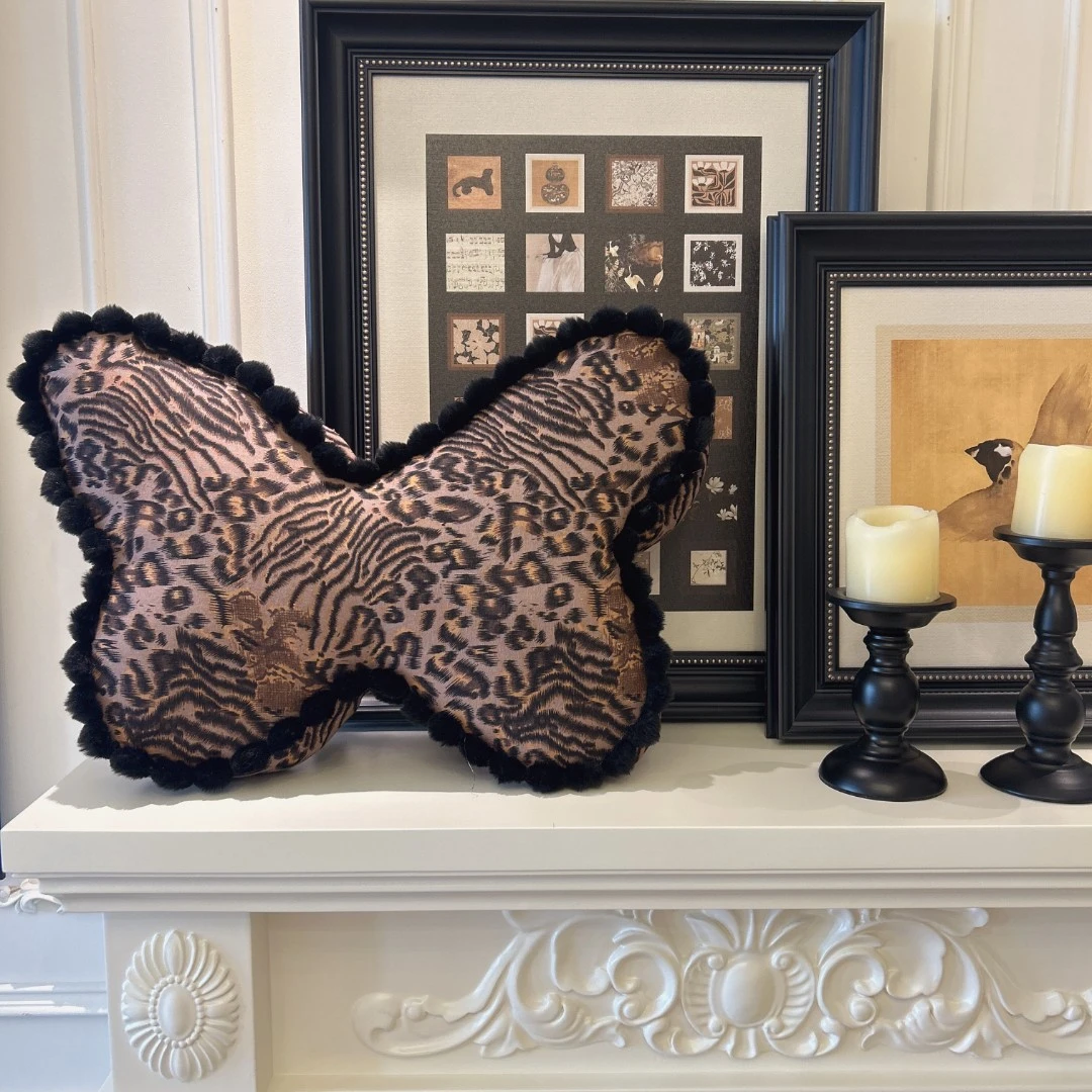 棉麻豹纹抱枕沙发靠枕卧室床上餐厅靠垫书房办公室午睡枕美式腰靠