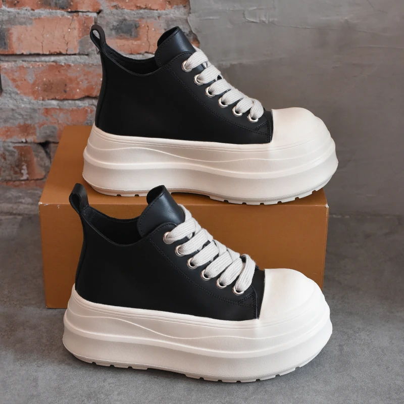 欧洲站女鞋2025秋季新款潮流增高厚底高帮鞋女休闲百搭松糕面包鞋