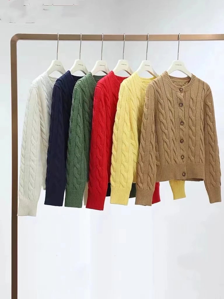 532秋冬纯棉女士 针织开衫外套毛衣