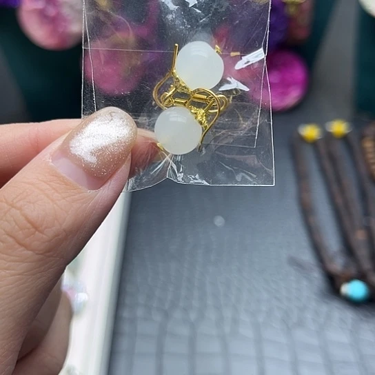 纯铜石英石福利耳钩