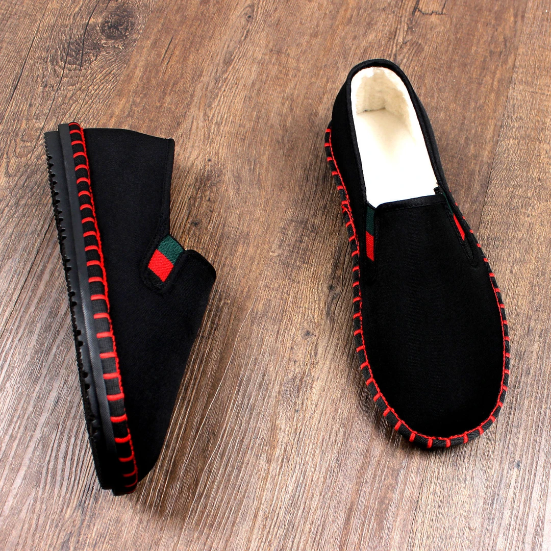 2025新款冬季加绒老北京布鞋男士加厚保暖棉鞋软底耐磨轻便一脚蹬