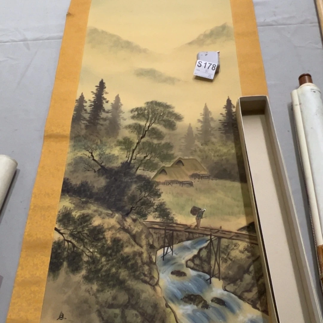 国画@****哥手绘临摹山水挂轴