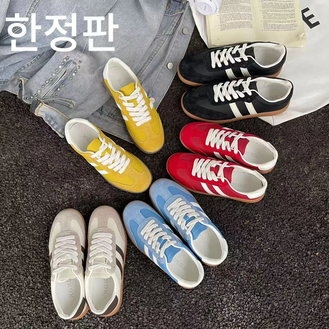 【起司黎吧啦신상품】XGXC真皮德训鞋百搭多巴胺设计感糖果色板鞋3962