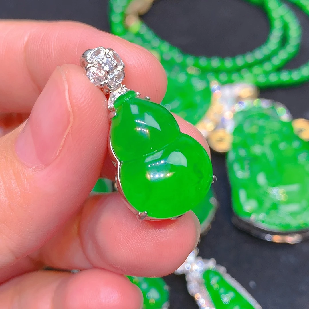吊坠(不含链)银S925镶嵌翡翠翡翠