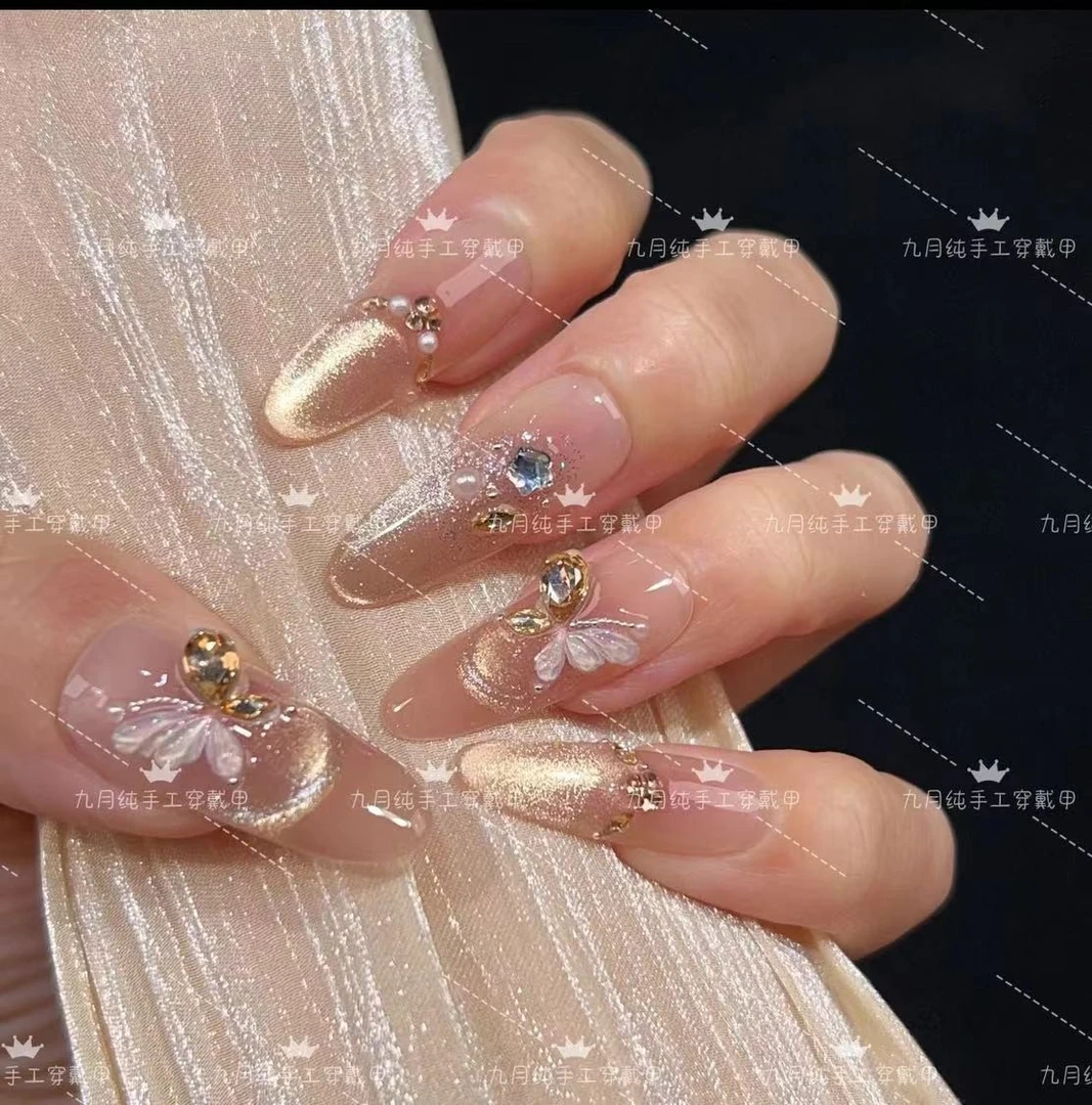 【烫金蝴蝶】纯手工穿戴甲10片装宠粉爆款 无收纳盒