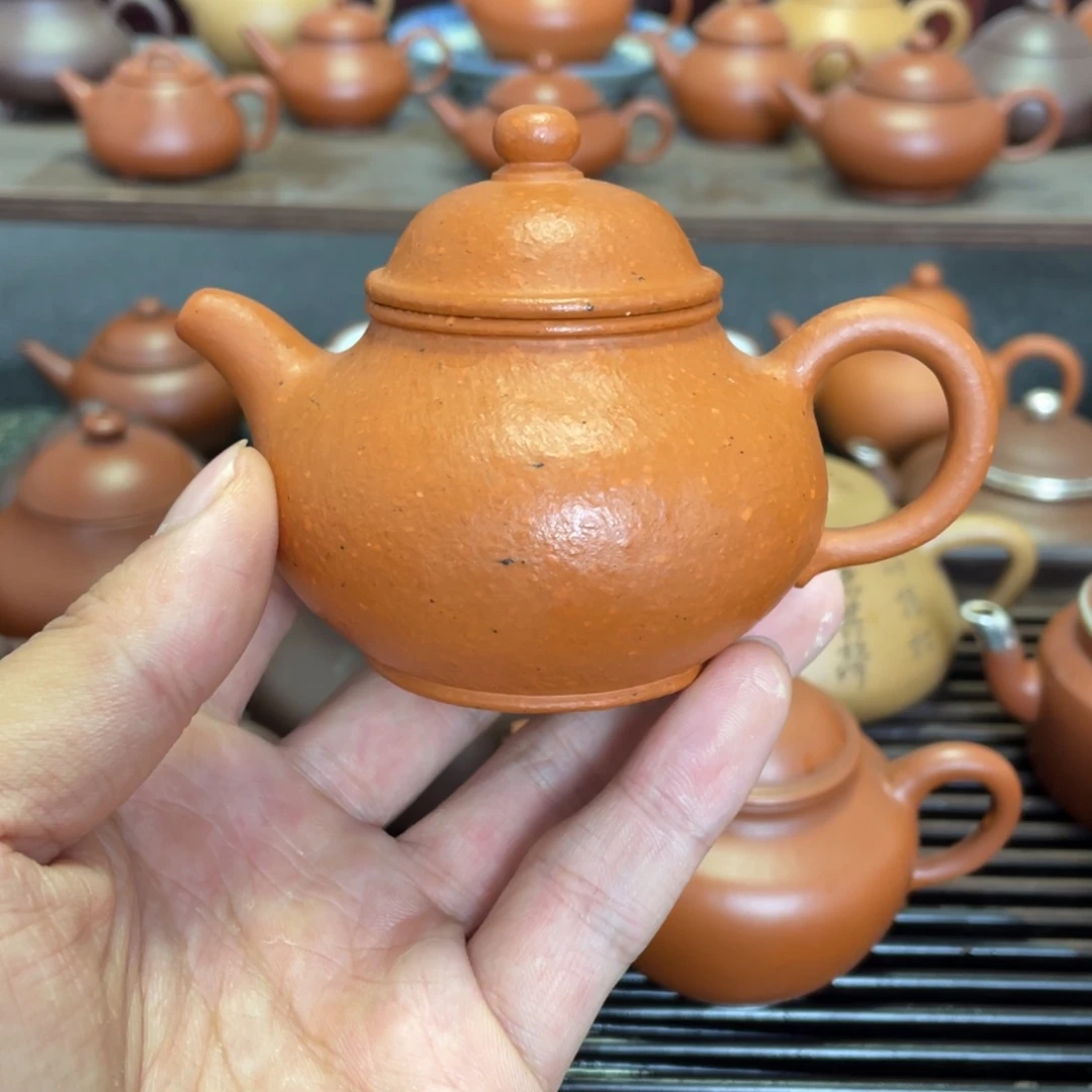茶壶紫砂生砂朱泥潘壶110毫升