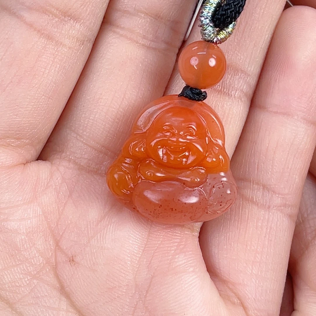 南红玛瑙未镶嵌九口冰飘佛公吊坠