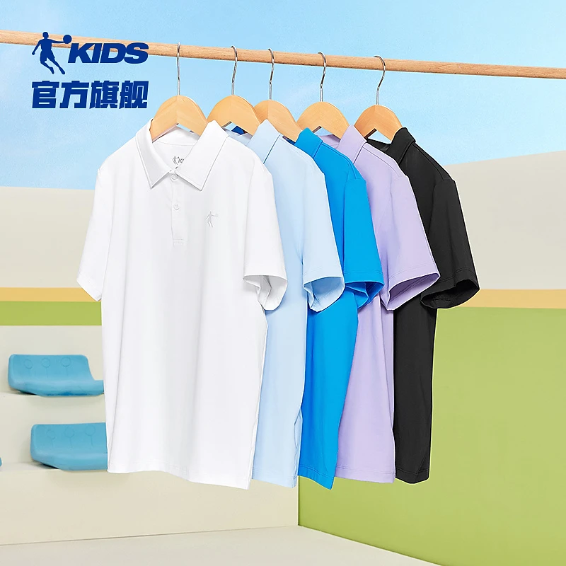 中国乔丹儿童翻领短T薄款夏季中大童童装