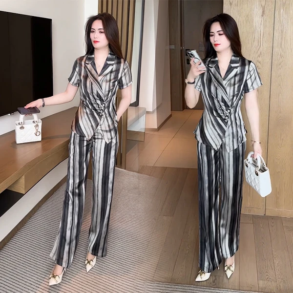 2025夏季短袖新款穿搭洋气休闲时尚气质两件套不挑人减龄套装