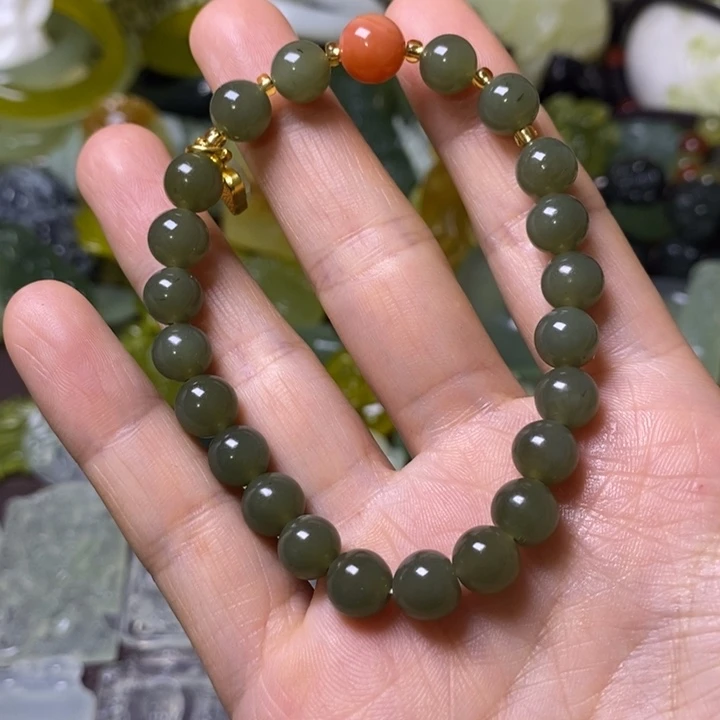 岫玉岫玉颈饰未镶嵌阿*婆