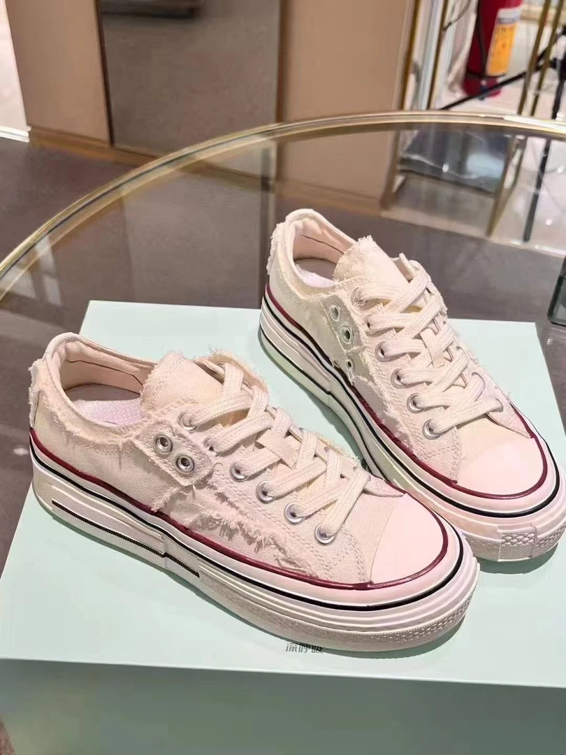 深呼吸毛边帆布鞋百搭低帮ax12328