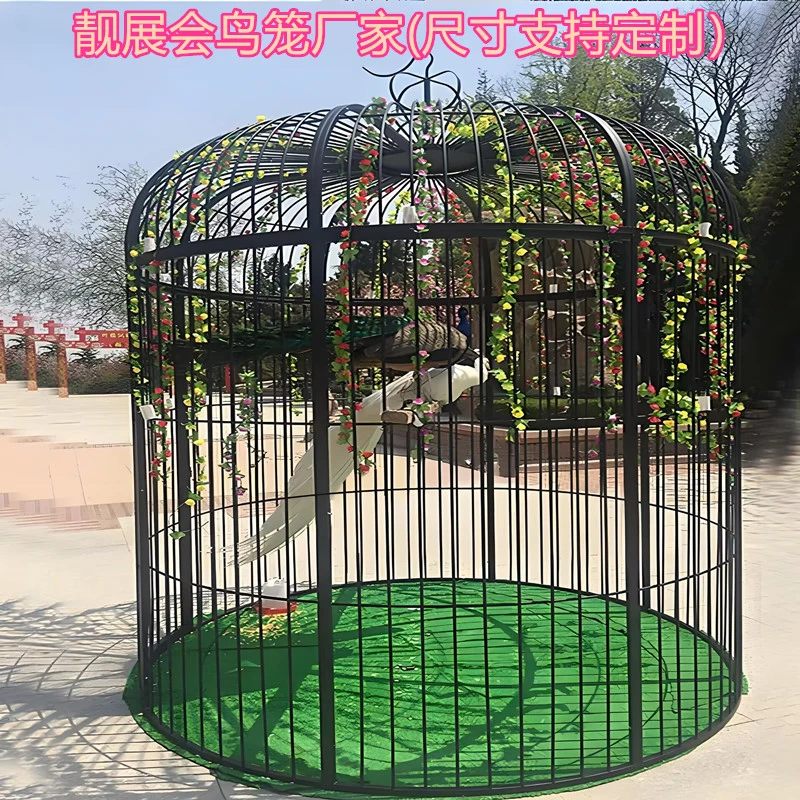 铁艺鸟笼特大号加网鸟笼八哥虎皮鹦鹉鸟笼户外大型超大孔雀养鸟笼