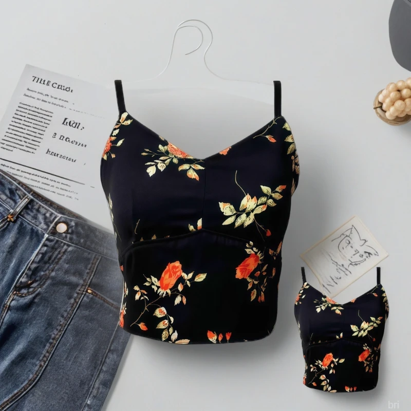 复古防走光季吊带背心女夏胸垫一体提花内搭修身显瘦性感美背打底