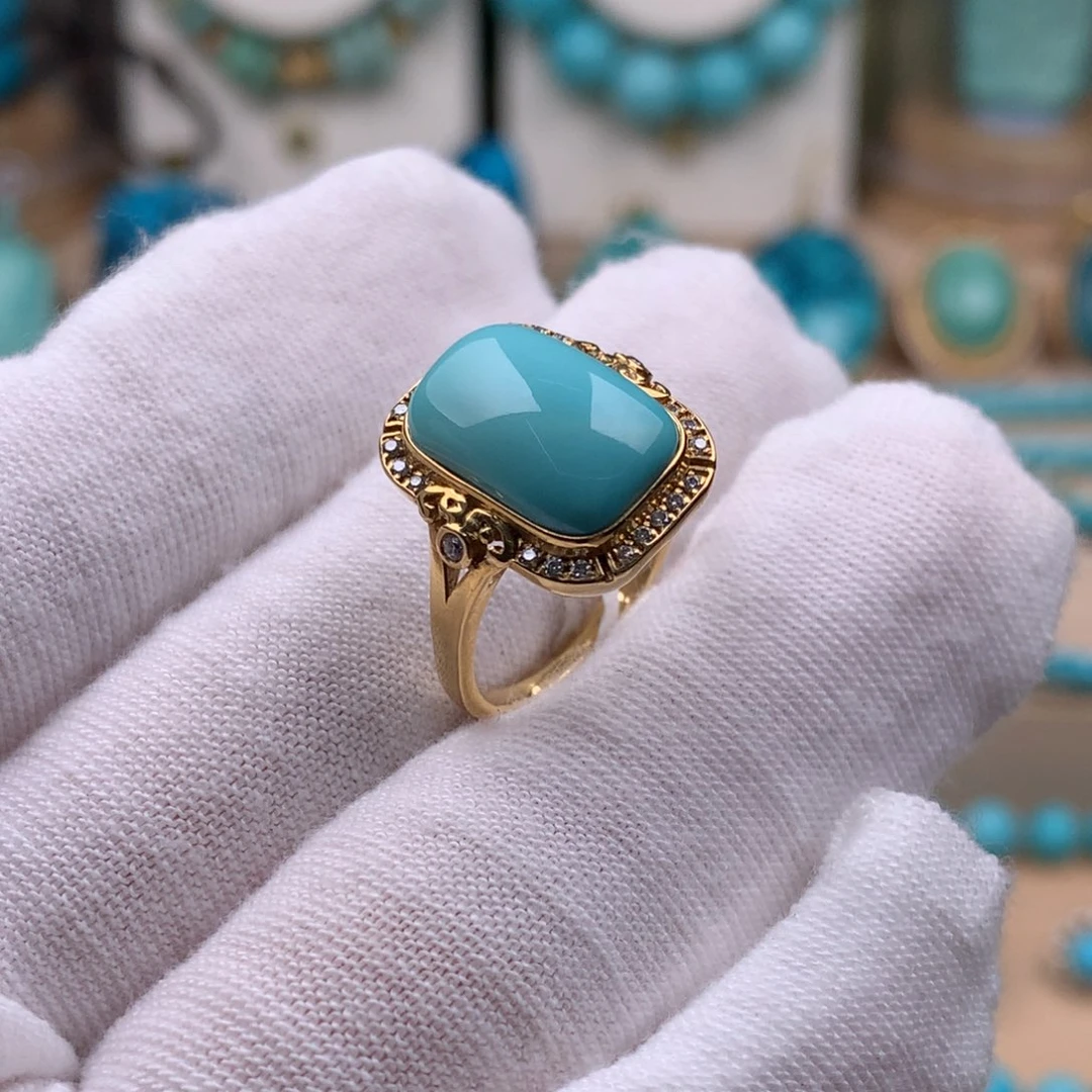 绿松石18K金镶嵌珠宝奇石