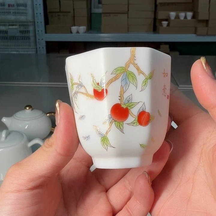 孤品羊脂玉主人杯八方杯