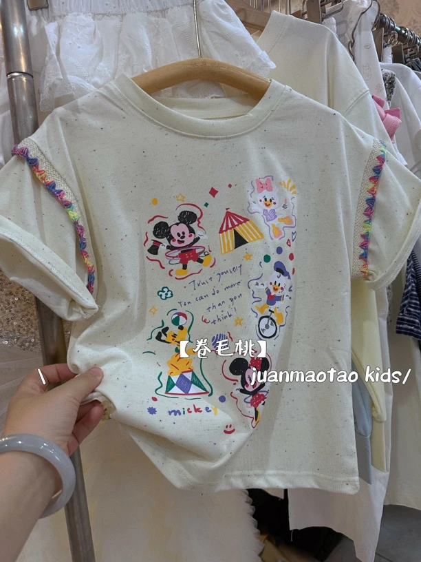 卷毛桃2025夏卡通米奇T