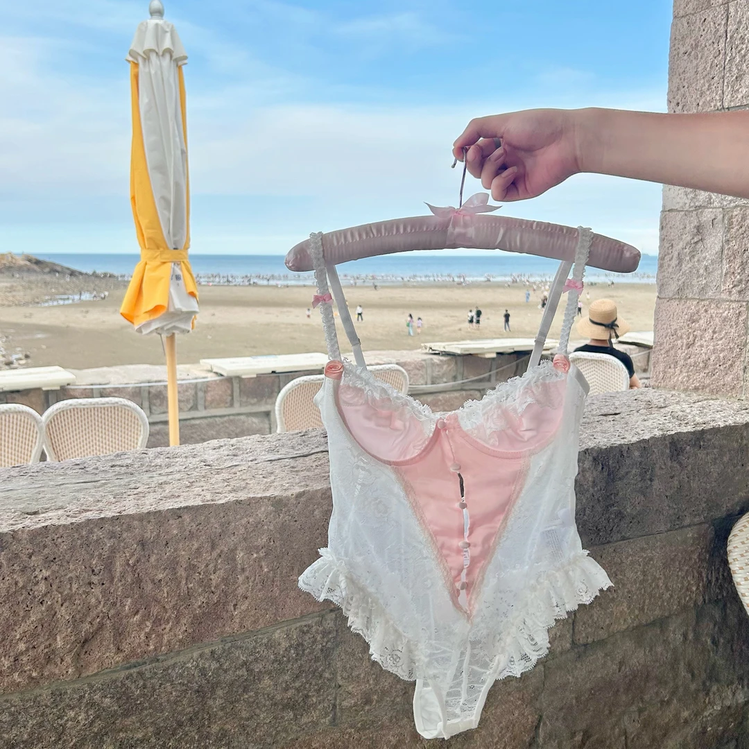 花黑盆【荔枝气泡】蕾丝原创连体衣可爱法式连体衣吊带