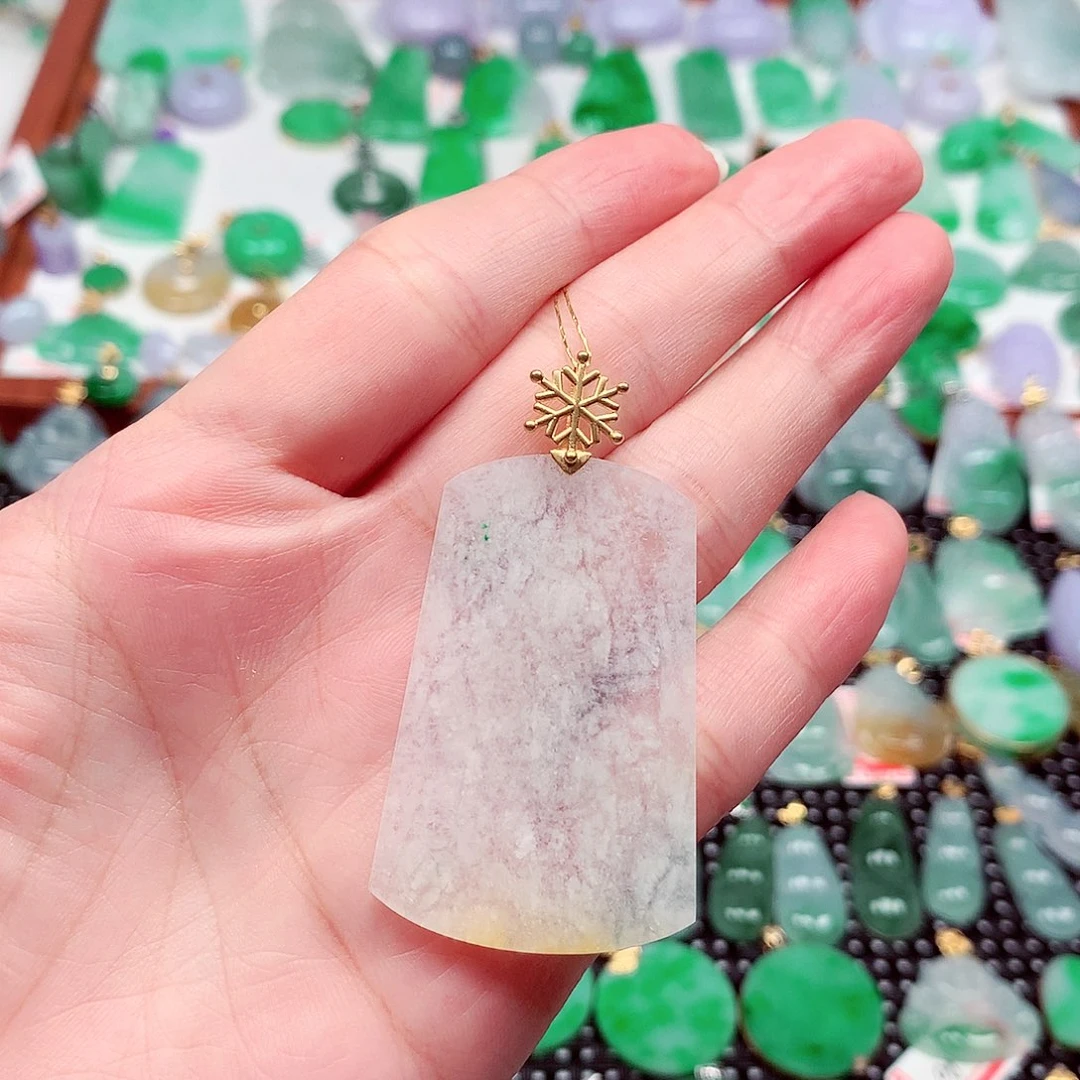 吊坠(不含链)18K金镶嵌翡翠