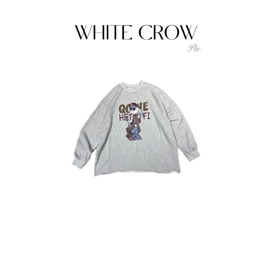 【log兔兔】毛边圆领卫衣 时尚宽松7827