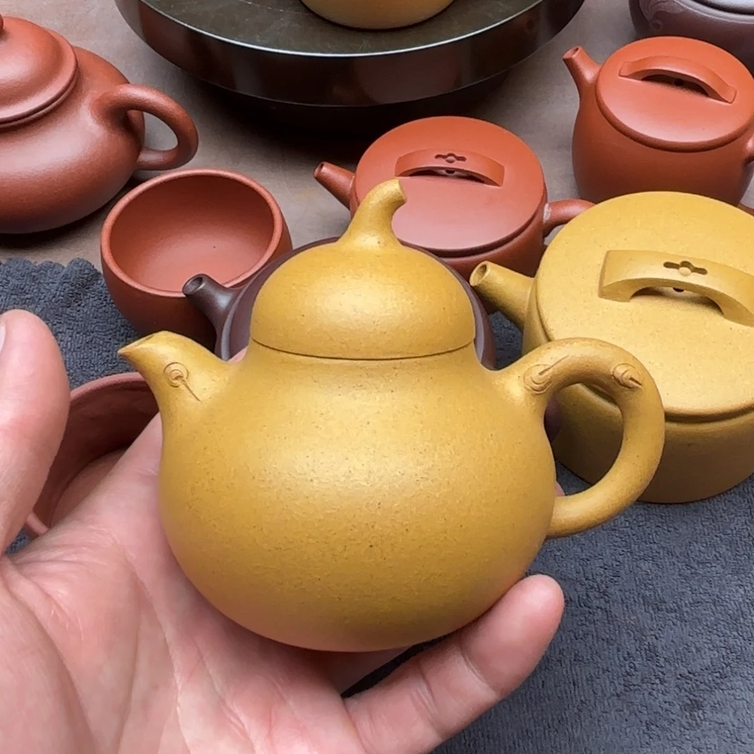 紫砂茶壶黄金段茄瓜容量约200毫升独孔