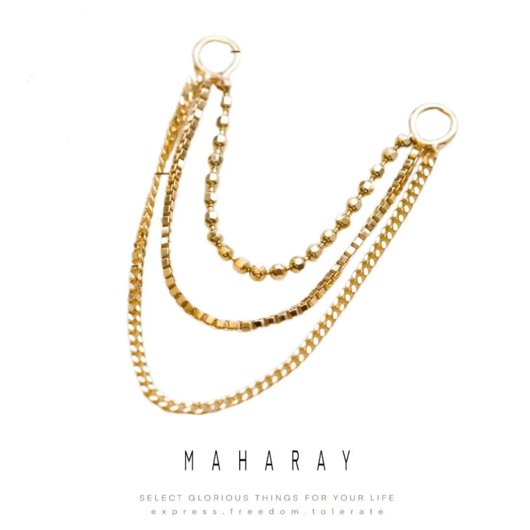 【18k三层链条】万能耳饰小搭子 18k金 耳链 不含耳钉