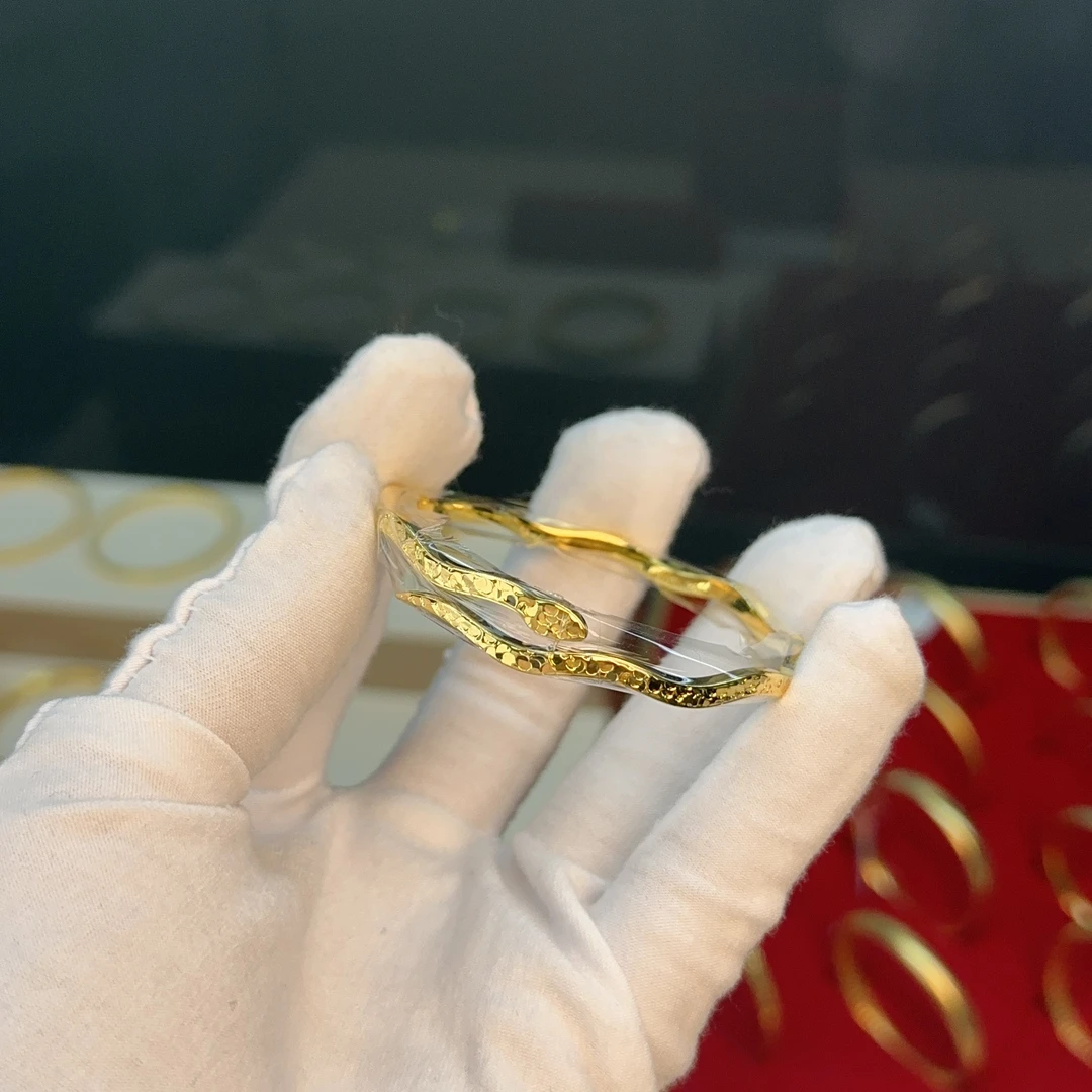 足银手镯 足银手镯新款蛇年碎碎冰蛇镯经典时尚开口女款手镯