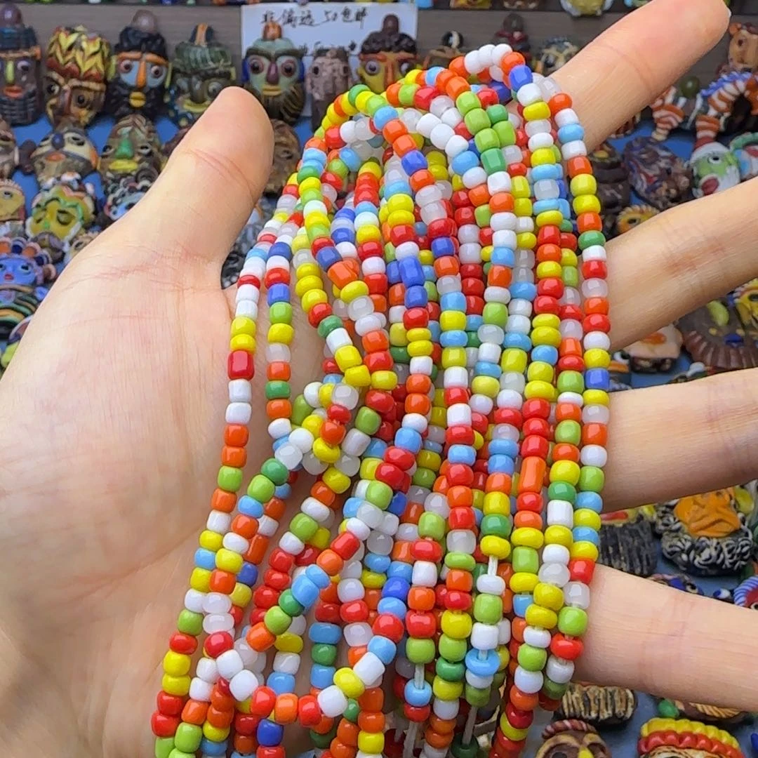 琉璃非金属玻璃颈饰彩色小米珠一条