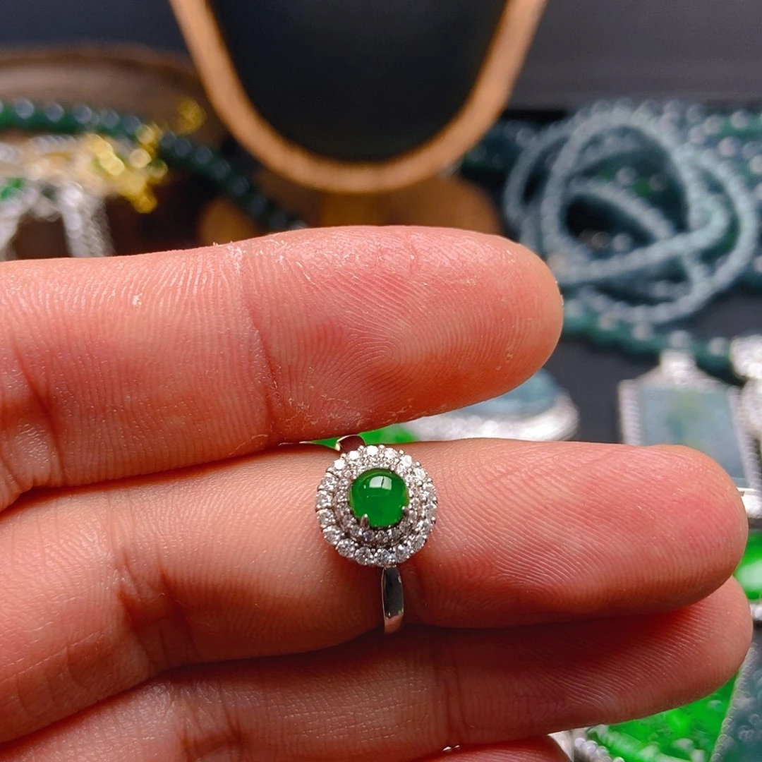 翡翠戒指银S925镶嵌470戒指