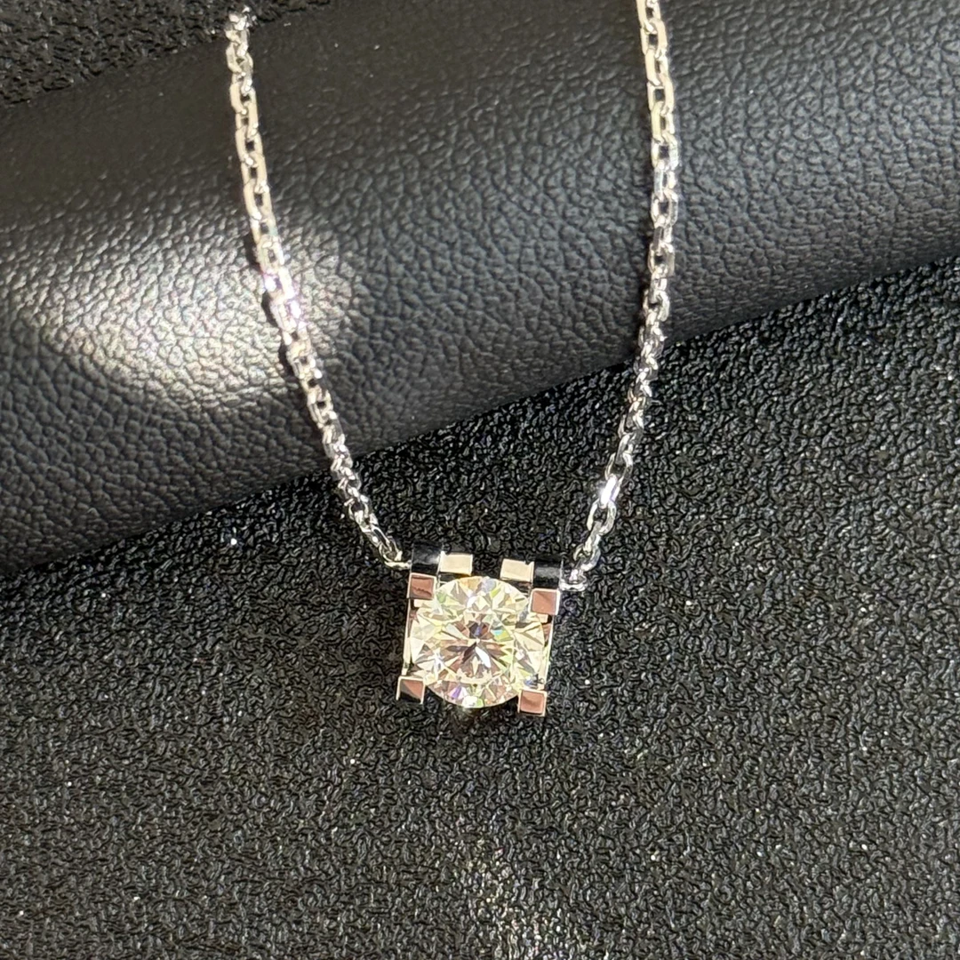 实验室培育钻石牛头钻石套链 Pt950镶嵌 经典百搭 显大显石