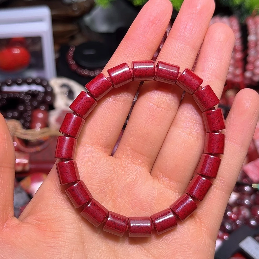 天然辰砂原矿至纯直切桶珠