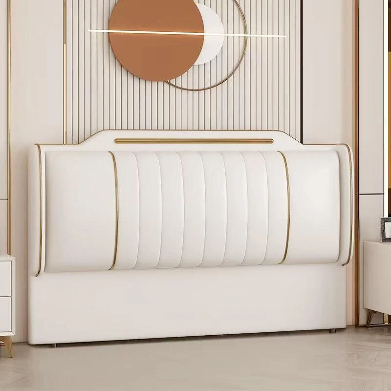 轻奢简约美式北欧单人双人床实木床榻榻米主卧软包床床头板靠背板