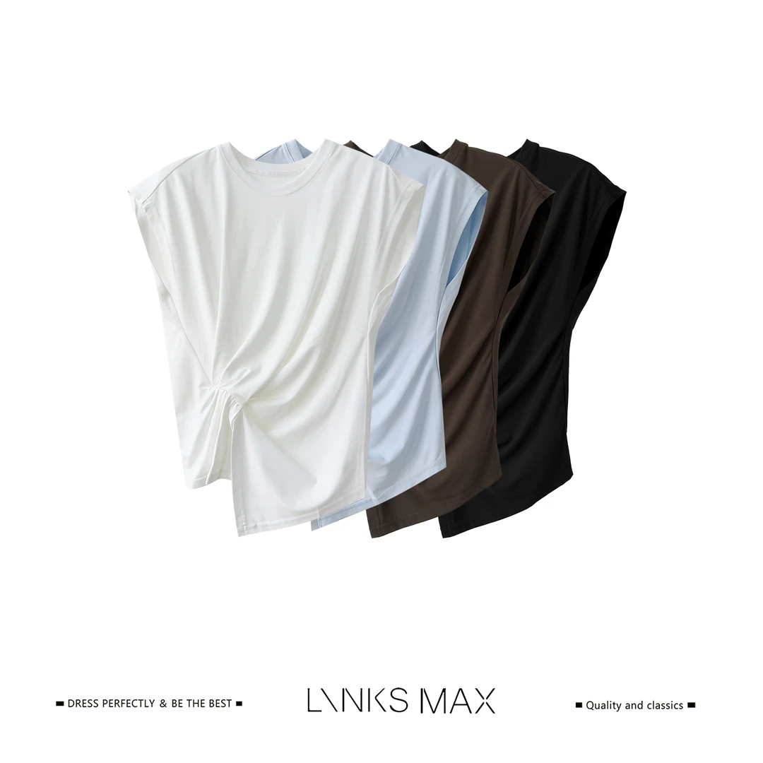 Links Max【路飞专属】不规则设计感捏褶扭结T恤20803