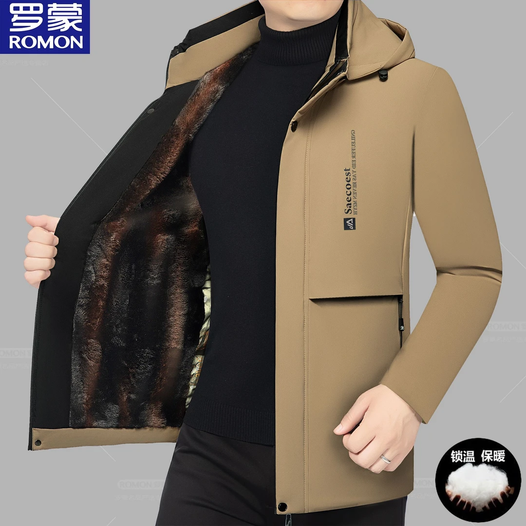 正品罗蒙冬季新款高档男士加绒加厚棉服防风保暖棉袄防寒服棉衣男