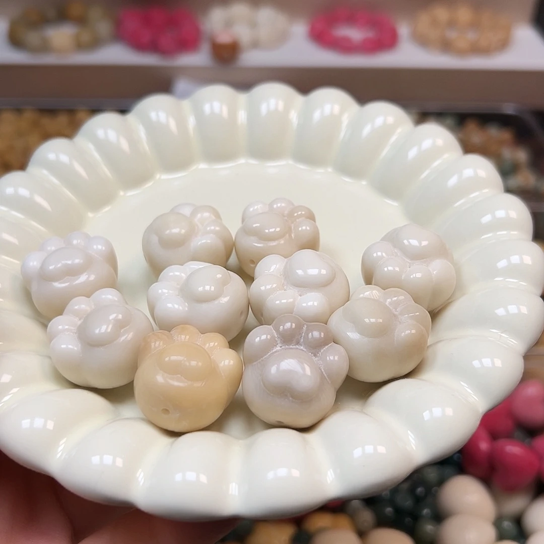手串菩提根/象牙果瑕疵白熊爪10颗有裂