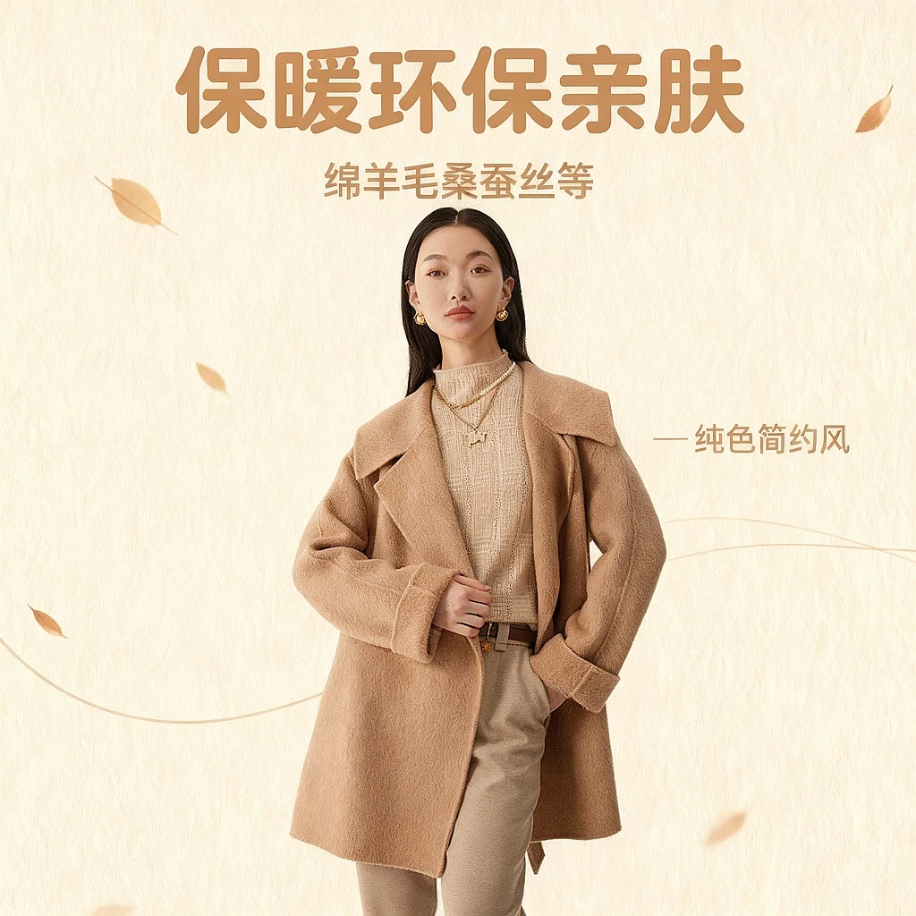 芭蒂娜美拉德双面呢大衣女冬季气质羊驼毛毛呢外套134A090