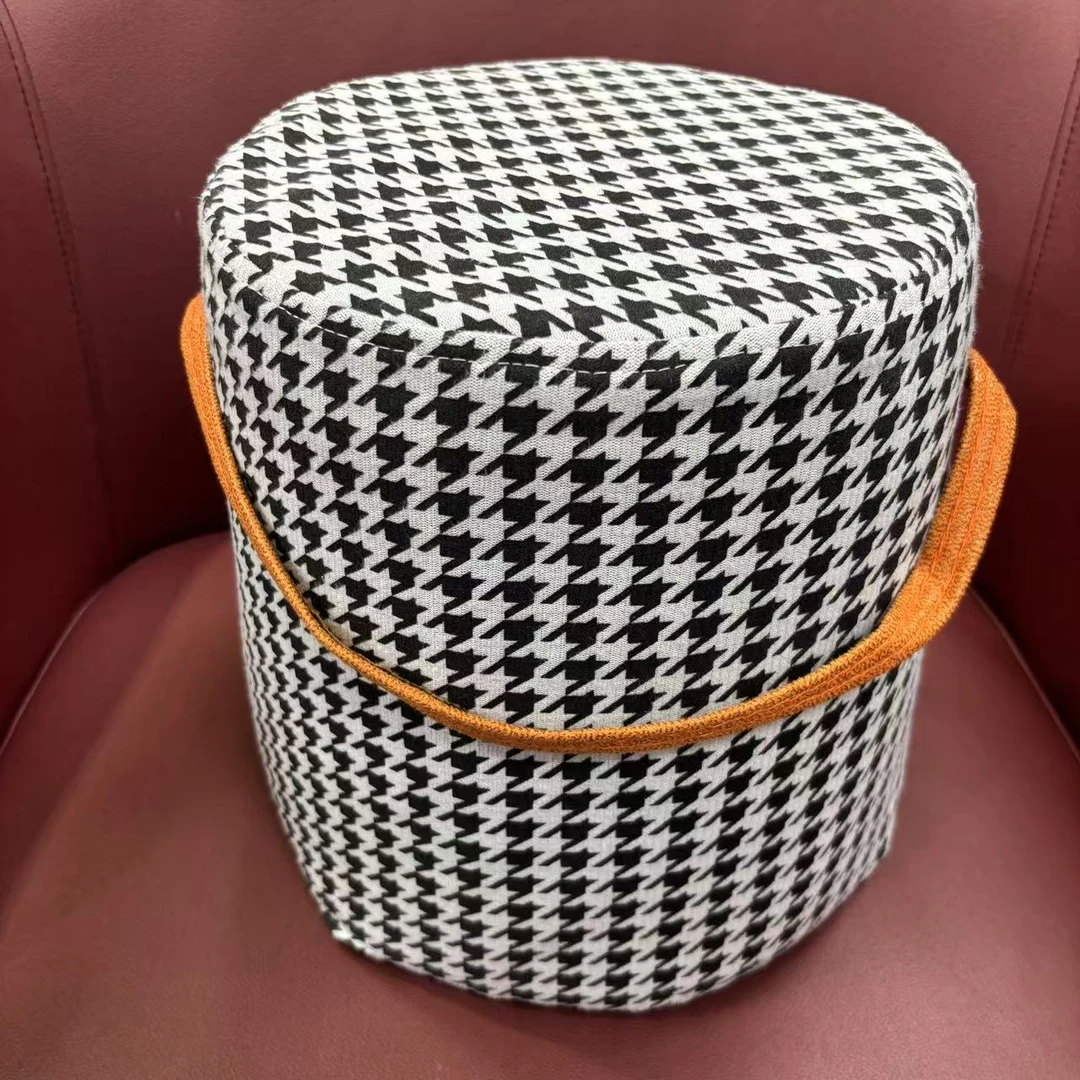 千鸟格家居凳圆凳化妆凳布艺圆凳家居高颜值INS风凳子随机发 JX