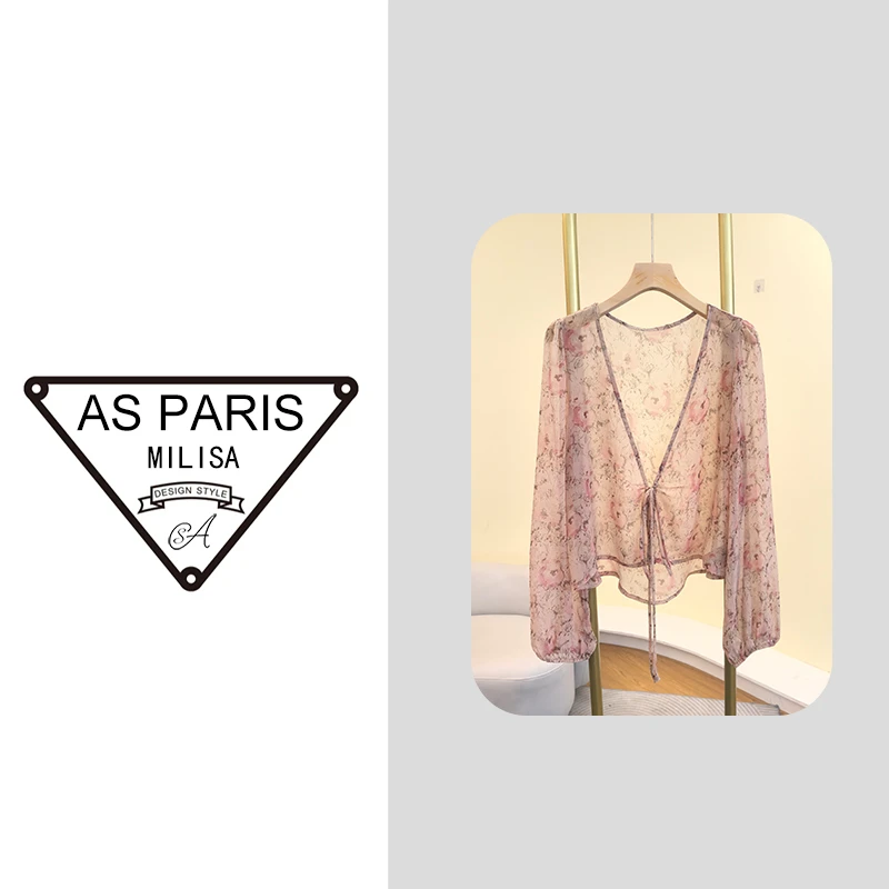 AS原单正品 今年超火新款春夏气质显瘦印花时尚百搭小衫10556