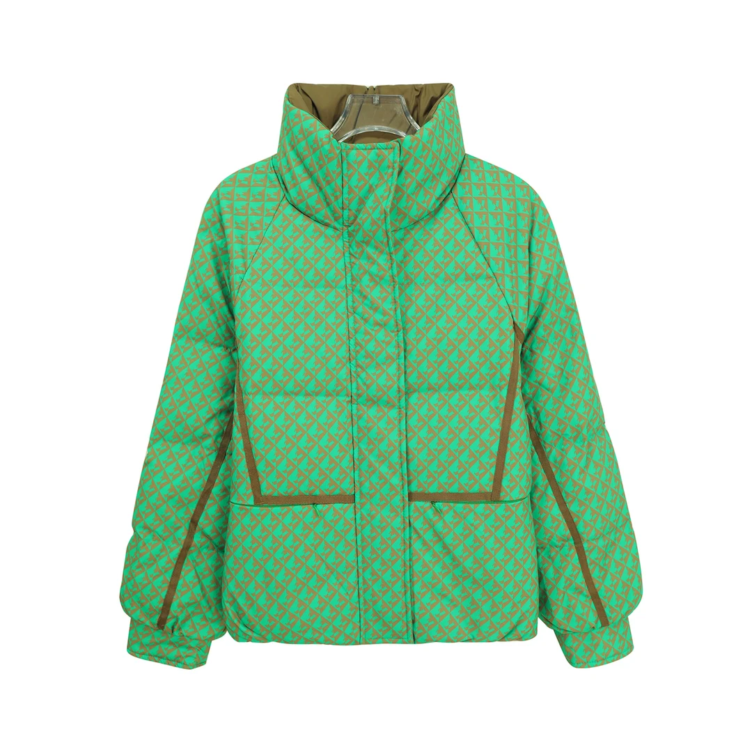 洋气印花立领外套冬季新款短款羽绒服百搭面包服U200